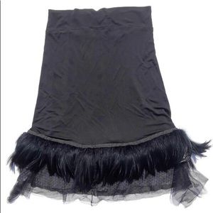 Rozae Nichols Black Feather Trimed Skirt